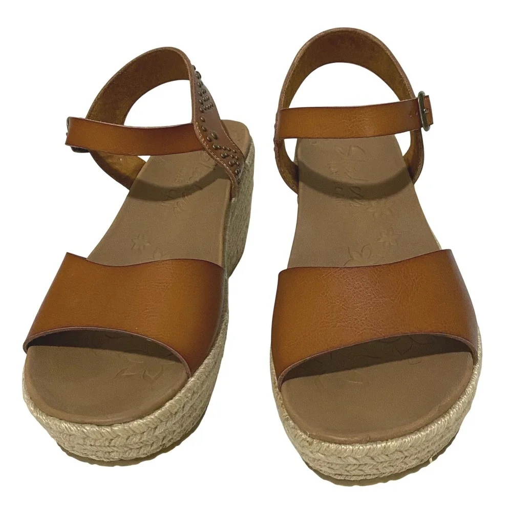 Skechers Cali Brit Edgy Days Espadrille Wedge Studded Sandals Womens 11 Luxefoam